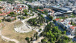 Aerial drone photo of iconic theatre of Dionysus built in the slopes of Acropolis hill, Athens historic centre, Attica, Greece