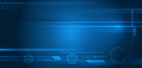 Hi-tech vector illustration with various technology elements. Abstract global sci fi concept. Digital internet communication on blue background. Wide Cyber security internet and networking concept.
