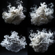 Smoke floating in the air on a black background. Isolated smoke.