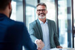 © Danny - Smiling middle aged businessman handshaking partner making partnership collaboration agreement at office meeting.