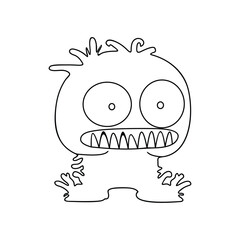 Monster funny character hand draw cartoon style