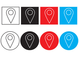 Canvas Print - location icon set, collection of location icons, location pin icon. map pin place marker. location i