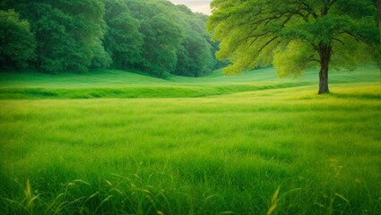 Green field and tree