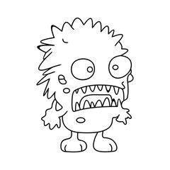 Monster funny character hand draw cartoon style