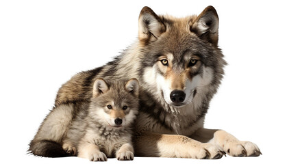  Wolf and its wolf cub, cut out