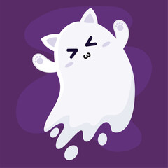 Poster - Isolated halloween ghost with cat costume Vector