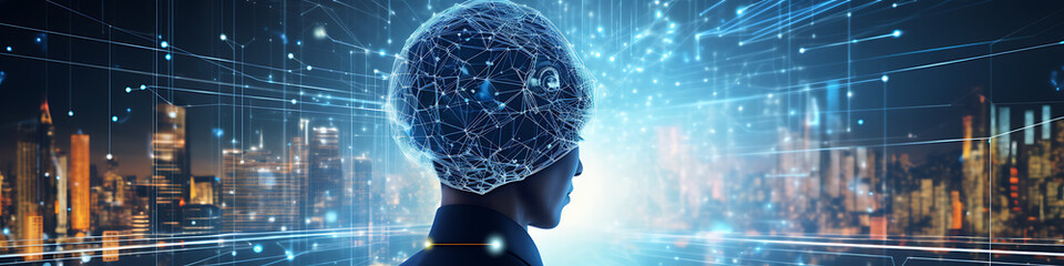 Background wallpaper AI, Artificial intelligence technology, Machine learning, Data exchange, Deep learning, industry 4.0, Businesses to adapt implement new policies technologies to support