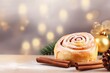 New Year Christmas background wallpaper with place for text banner. cinnamon bun. delicious Christmas baked goods. postcard