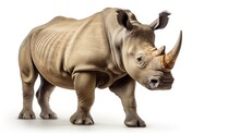 Big Rhino Animal Isolated White Background. AI Generated Image