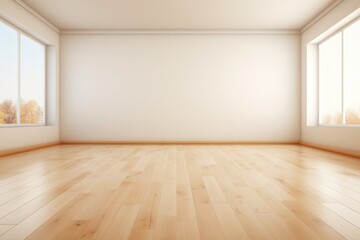 Empty light room with wooden floor