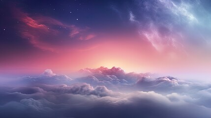 Wall Mural - Unreal sky with clouds, neon. Generation AI