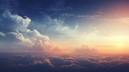 Wall Mural - Unreal sky with clouds, neon. Generation AI
