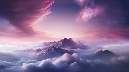 Wall Mural - Unreal sky with clouds, neon. Generation AI