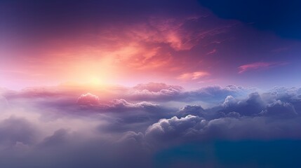 Wall Mural - Unreal sky with clouds, neon. Generation AI