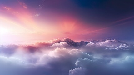 Wall Mural - Unreal sky with clouds, neon. Generation AI