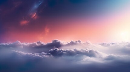 Wall Mural - Unreal sky with clouds, neon. Generation AI