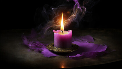 Purple candle in the dark02