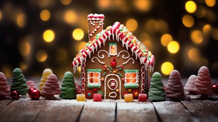 Wall Mural - gingerbread house with christmas decoration xmas holiday sweets