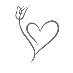 Wall Mural - Love icon. Love symbol in line art style. Love icon. Love icon in line art style. Thin contour and romantic symbol for greeting card and web banner in simple linear style. 