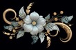 Elegant retro flower design enriched with ornate gold details. Generative AI