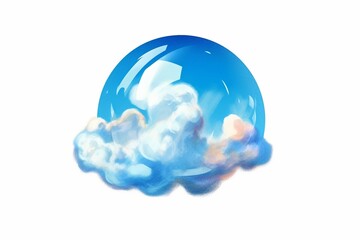 Sticker - Illustration of a blue cloud in bubble shape. Generative AI