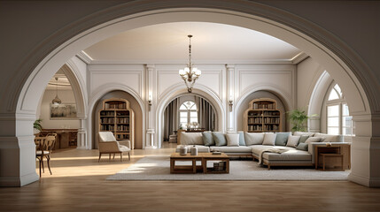 Architect s concept incomplete project transformed into elegant classic living room 