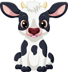 Canvas Print - Cute little cow cartoon on white background