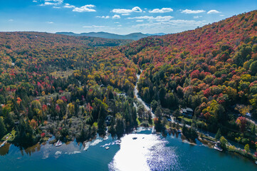 Wall Mural - aerial view of mont tremblant village in autumn