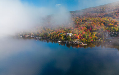 Wall Mural - aerial view of mont tremblant village in autumn