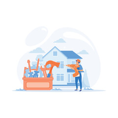 Wall Mural - home renovation abstract concept vector illustration set. flat vector modern illustration