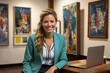 © B.WHISKERS - Smiling Female Art Consultant Thriving at the Luminous Art Gallery