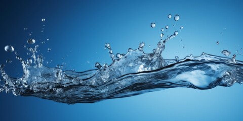 Poster - abstract water splash on blue background : Generative AI