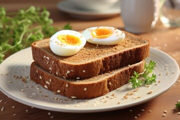 Wall Mural - A hard-boiled egg with whole-wheat toast