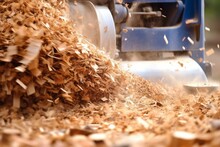 Close-up Of A Powerful Machine Grinding A Tree Stump Into Fine Particles Of Wood Debris And Mulch. Generative AI