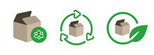 Brown Cardboard Box Recycle Reuse Green Eco Leaf Environmental Friendly Symbol Icon Biodegradable