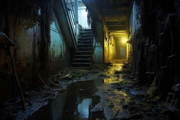 Wall Mural - Eerie glow emanating from a hidden basement