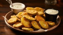 Irresistible And Greasy Fried Pickles With A Crispy Coating And Tangy Dipping Sauce