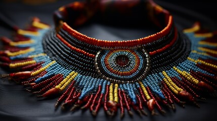 Wall Mural - Intricate beadwork on a traditional tribal necklace