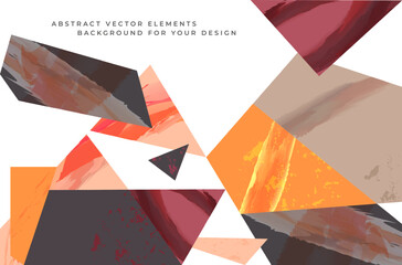 Wall Mural - abstract background made of colorful geometric shapes and watercolor splashes