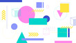 © Salman - Flat geometric background memphis yellow blue and pink hipster vector