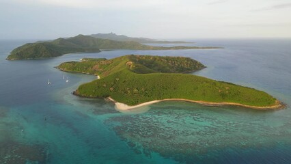 Wall Mural - tropical desert islands, aerial drone view at sunset