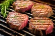 detail shot of grilled lamb chops showing texture and seasoning