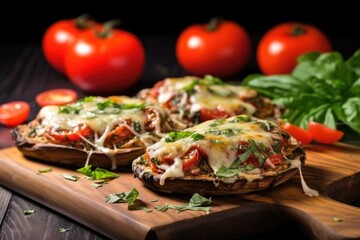 Canvas Print - grilled stuffed portobello mushrooms filled with cheese