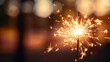 A close-up of a glowing sparkler