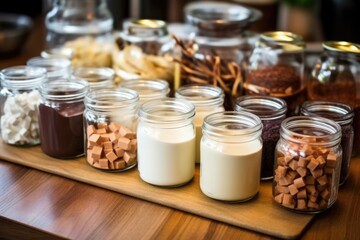 Canvas Print - area with empty glass jars ready for hot chocolate filling