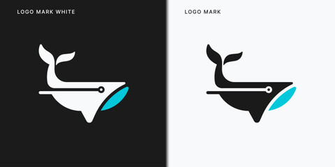 Whale Logo Template In Vector Icon Illustration Design.