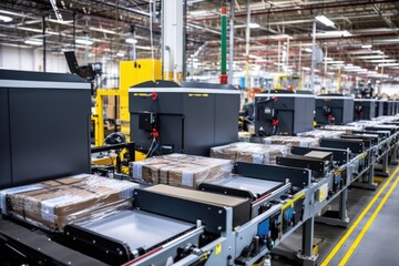 Canvas Print - printer assembly line with no workers present