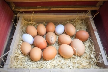 Poster - egg-laying hen box in chicken farm