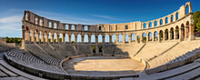 Historical Amphitheater Stones Round Building. Panorama Photo