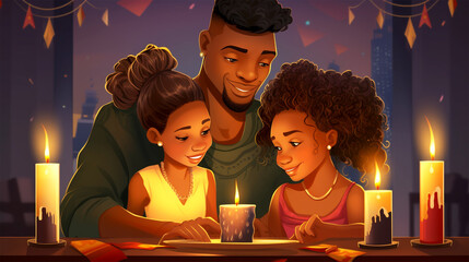 Sticker - kwanzaa holiday illustration family at Christmas